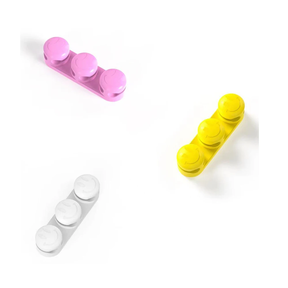 

Cute Smile Cord Organizer Silicone Cable Management USB Winder Desktop Tidy Cable Clips for Mouse Headphone Wire Organizer