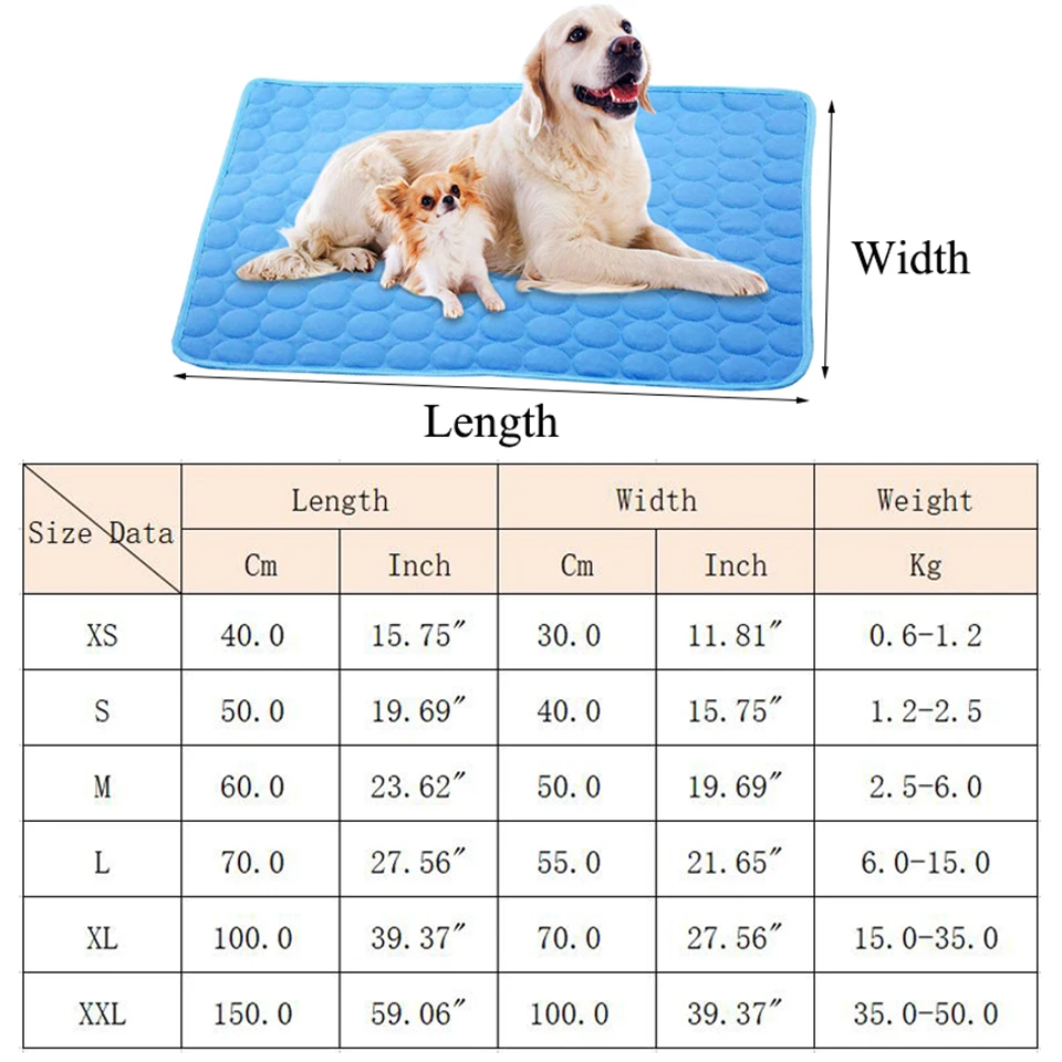 Dog Mat Cooling Summer Pad Mat for Dogs Cat Washable Puppy Big Dog Ice Gel Bed Mattress Cool Mascotas Cushion Blanket