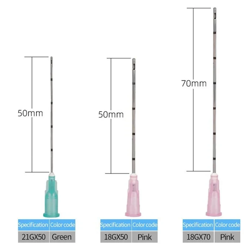 Factory disposable Blunt Tips cannula 14g 18G 25G 27G 18G 30G 50mm 70mm Blunt Fine Canula beauty tool parts micro cannula