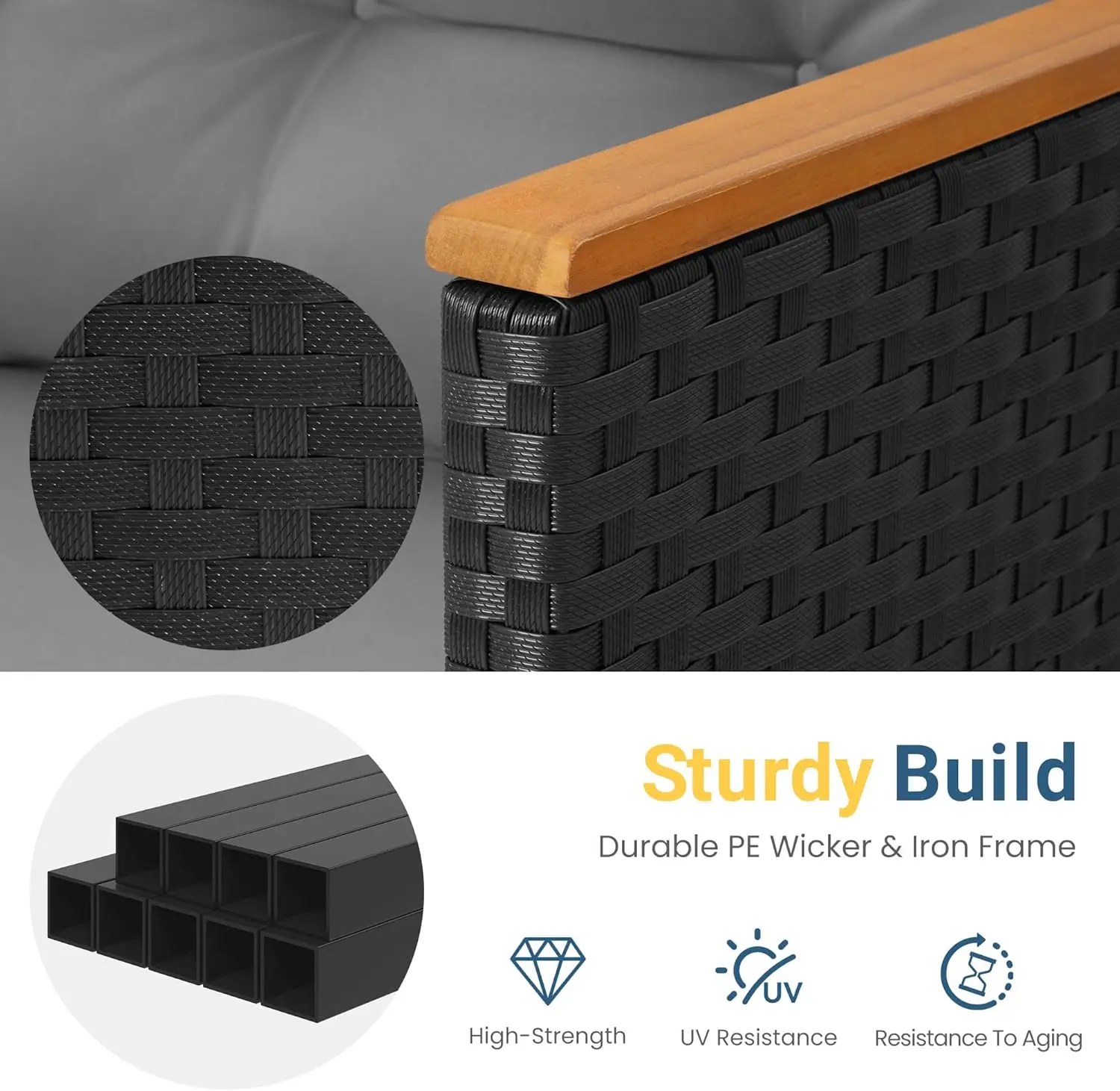 L-Shaped Rattan Patio Sofa 3