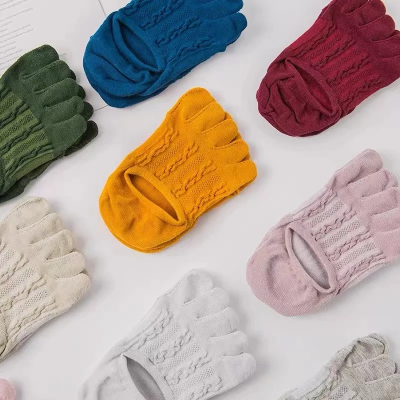 3 pares de calcetines tobilleros invisibles transpirables de algodón a la moda para mujer calcetines cortos con punta abierta que absorben el sudor elasticidad calcetines para mujer_voghion.com