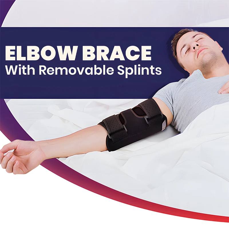 

Sleeping Elbow Splint Adjustable Elbow Brace Compression Support for Joint Pain Tennis Elbow Support Men Women Elbow Immobilizer