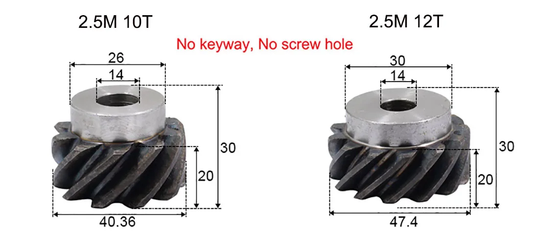 Description Picture 5 of item1pcs 2.5M 10-30 Teeth 45 Degree Right Helical Gear Staggered Gear Process Hole 14mm 15mm 20mm Machinery Transmission Parts