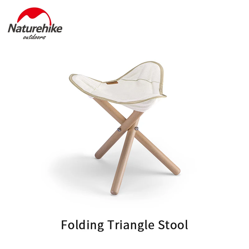 Naturehike Outdoor Folding Triangle Stool Canvas Wood Chair for Travel Picnic Camping Fishing Portable Ultralight Bearing 100kg