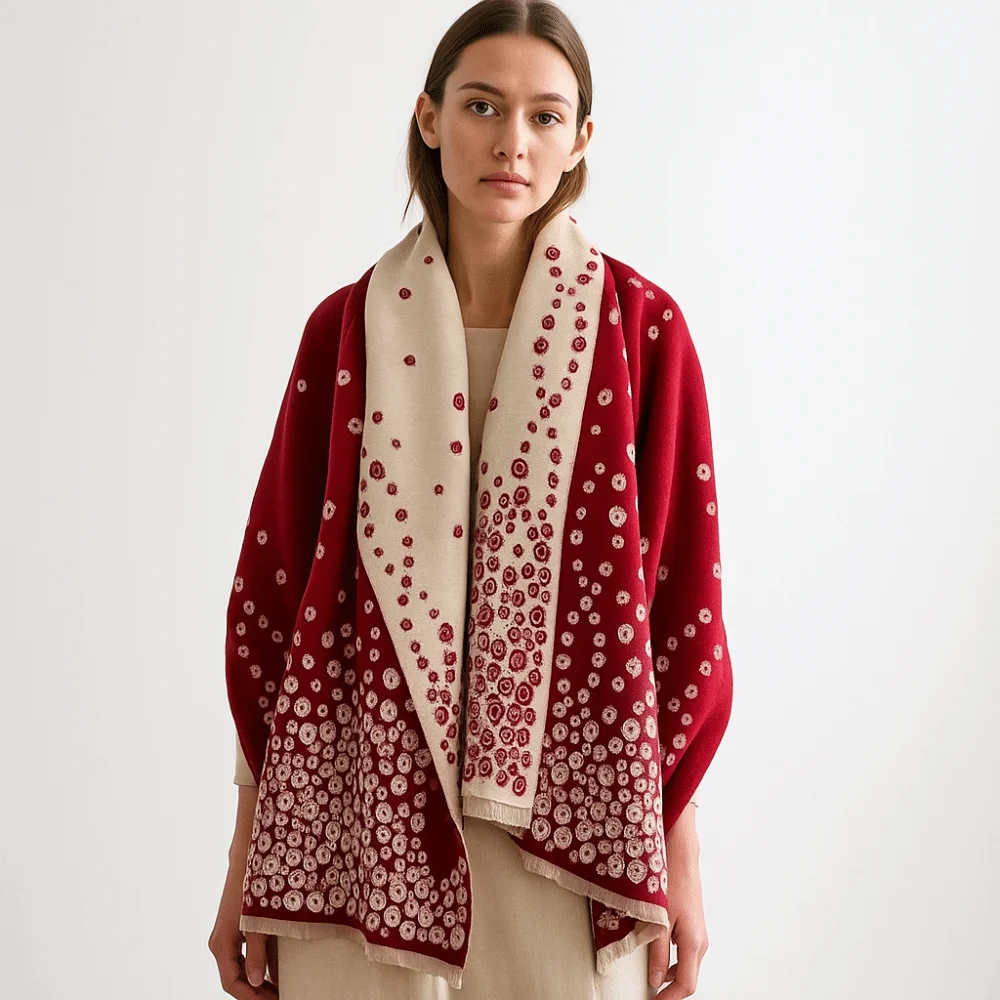 Polyester Windproof Scarf Shawl Poncho for Women Autumn Winter