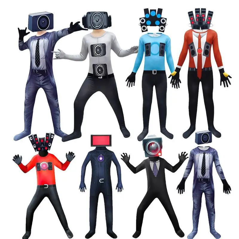 

Hot Kids Skibidi Toilet Cosplay Costume Game Speaker Man Tv Man Camcorderman Costumes Bodysuit Jumpsuit Mask Halloween Women Men