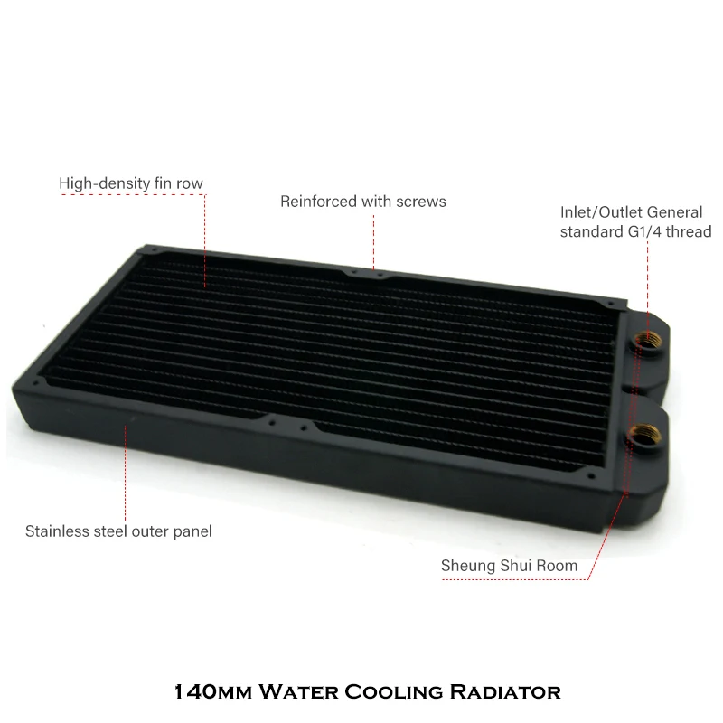 Radiador de Cobre Fino para pc Water Cooling System 140 mm 280 mm 420 mm Fileira Fria para 14cm Fan 27 mm - Imagem 3