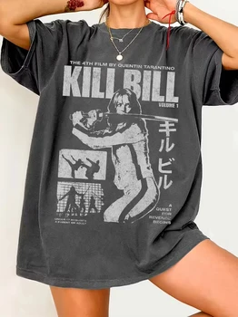 Streetwear Vintage Women's Kill Bill Horror Movie T-Shirt Men Oversized Cotton Tee Unisex Top Casual Trend Loose Harajuku O-Neck