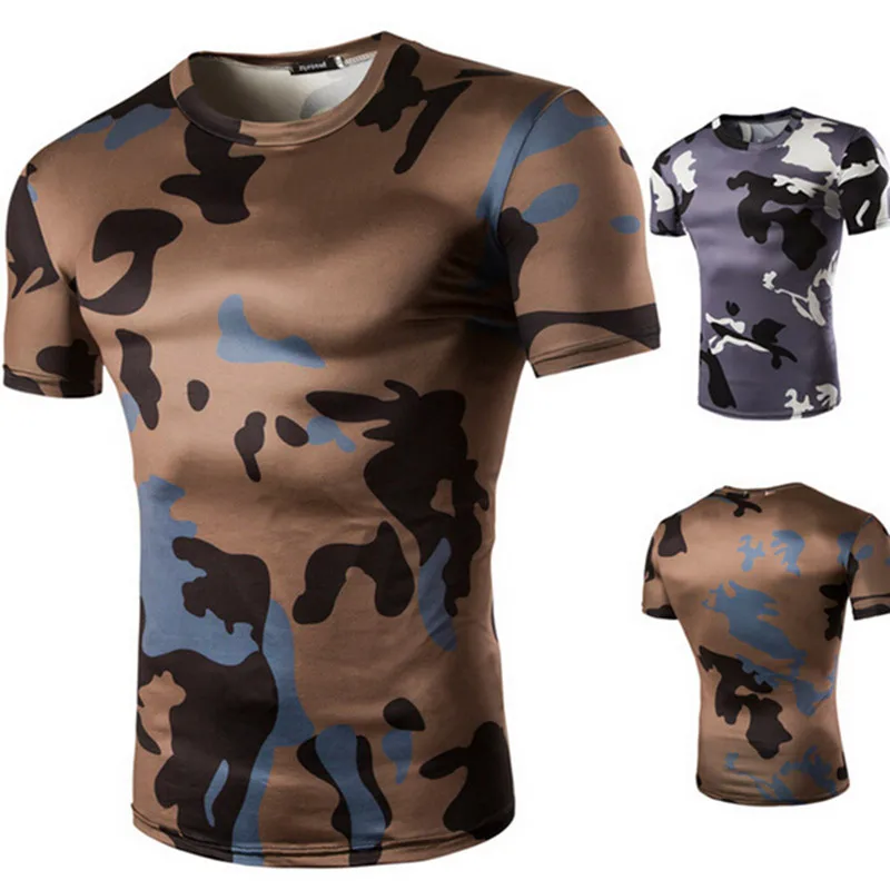 Man Casual Military Camouflage T shirt Men Cotton Army Tactical Combat T Shirt Military Sport