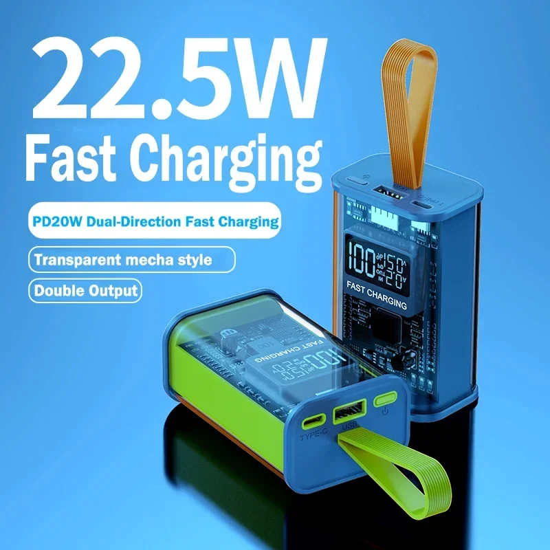 DIY Portable Power Bank Box 21700 Battery Charger PD22.5W Fast Charging 10000mAh Polymer Battery Case On-the-Go Charging Battery Charger Power Bank Case Battery Power Bank Box