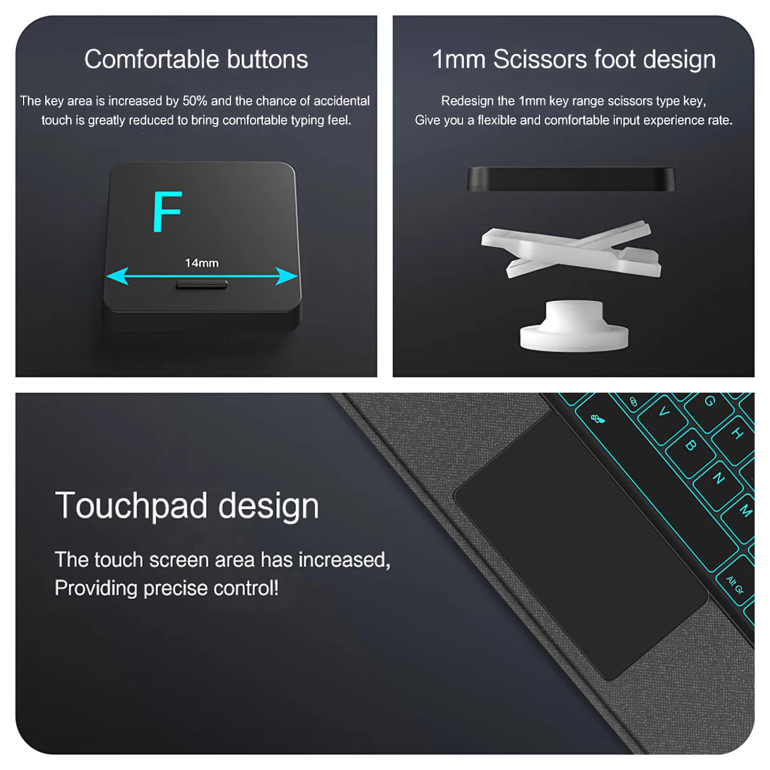 Detachable Touchpad Keyboard Cover with Pen Slot