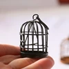 1pc New 1:12 Scale Metal Bird Cage with Bird Birdcage Dollhouse Miniature Gold Tone 5