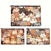 Stylish Cartoon Cat Print Clutch Bag Portable Zipper Cosmetic Bag With Linen Fabric Travel Toiletry Storage Pouch for Women 1