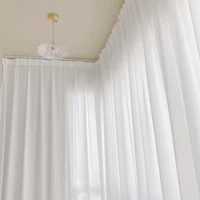 Soft White Voile Sheer Curtains For Living Room Window Solid Color Tulle Curtain For Bedroom Wedding Drapes Home Decor Customize 2