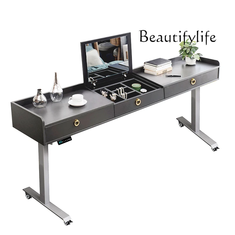 

Light Luxury Bed Table Movable Liftable Computer Desk Dresser Modern Multifunctional Bedside Table Bed