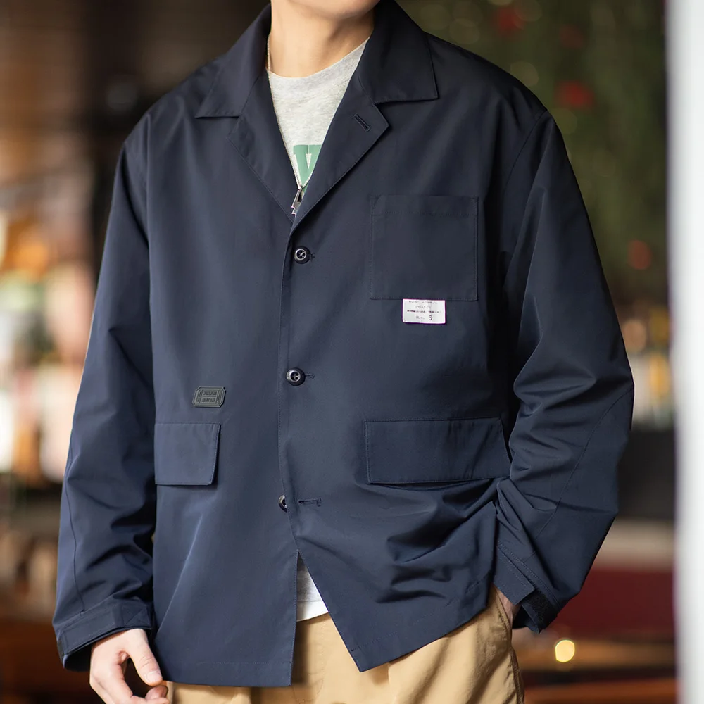 Maden 산악 스타일 야외 멀티 포켓 세트 재킷, 시티 보이 플랫 라펠, 캐주얼 다목적 코트, 남성용 블레이저, 용수철 및 가을 