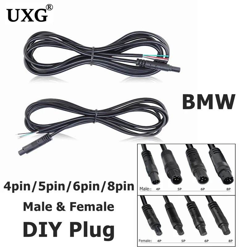 DIY Plug 4pin 5pin 6pin 8pin Male to Female Cord Car DVR Camera