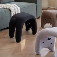 Coiffeuse sans accoudoirs en peluche, chaises d'entrée, chat mignon, salle de maquillage, repose-pieds, tabouret de vanité pour salon, meubles de chambre à coucher 2