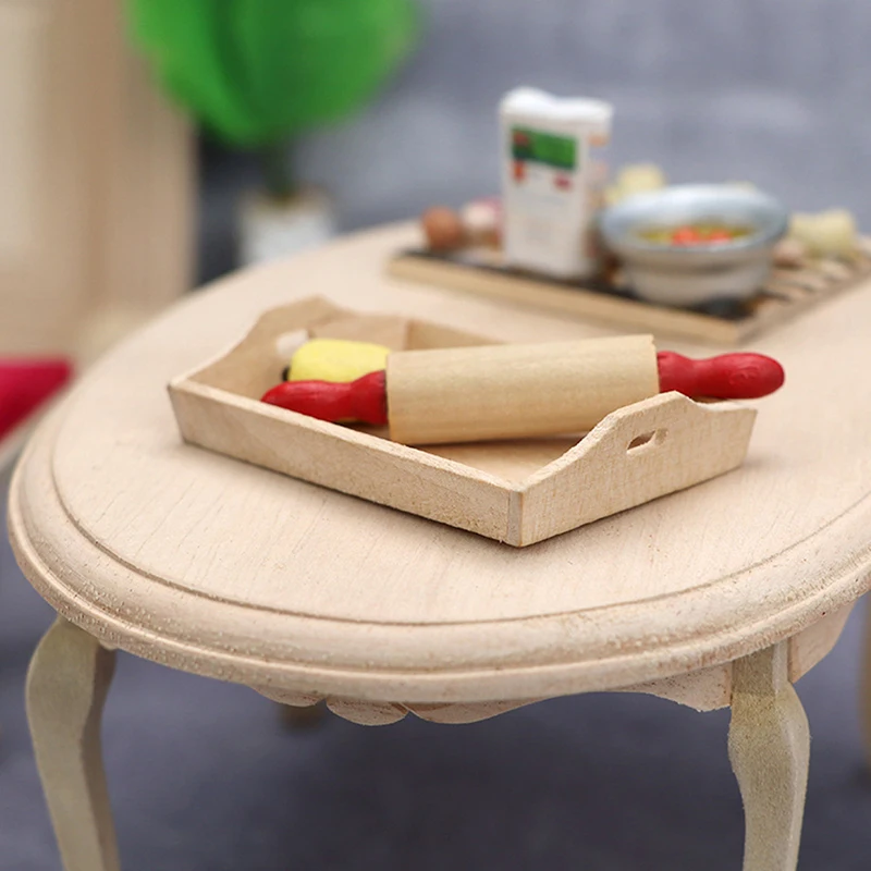 1/12 Dollhouse Miniature Wooden Plate Simulation Tray Model for Doll House Decor New