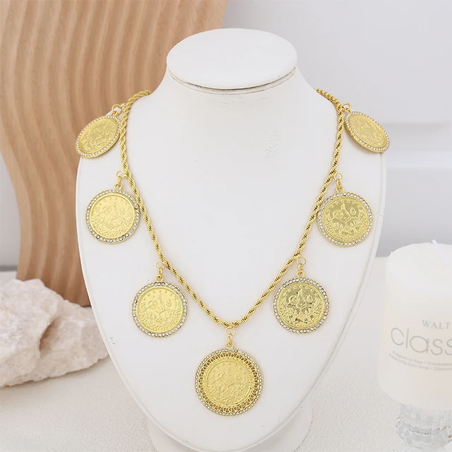 Middle Eastern Arabian Coin Necklace/Earring Gold-platedbrass Women Wedding  Gift | eBay