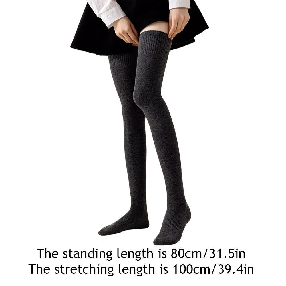 New Korean Women's Socks Winter Warm Long Tube Thick High Tube Over Knee Socks Thicken Cotton Solid Color Women Calf Leg Socking