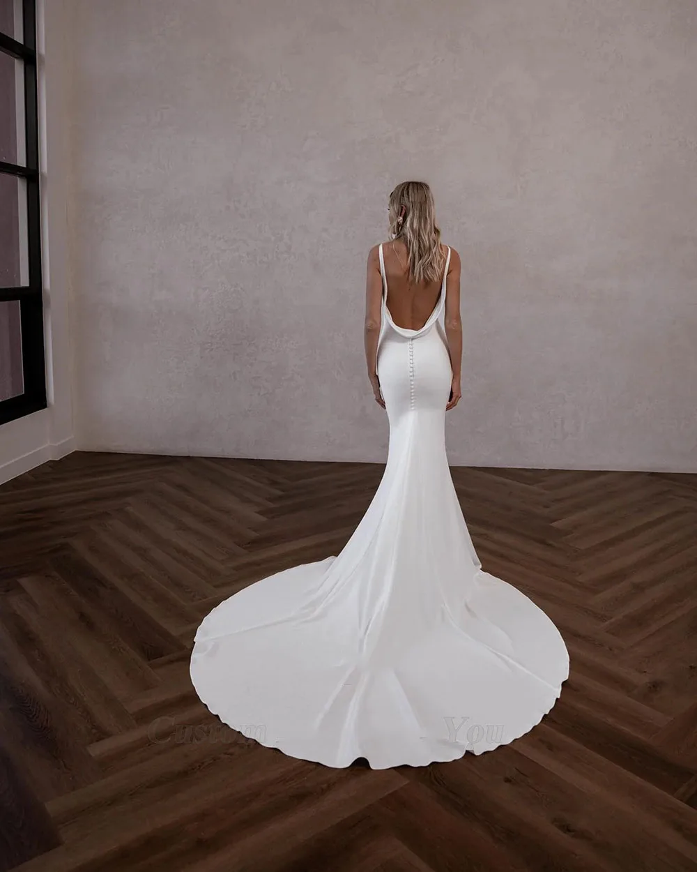 Mermaid Wedding Dresses Sexy Backless V neck Customized Formal Bride Bridal Gown Women Evening Wedding Gown vestidos de novia 3