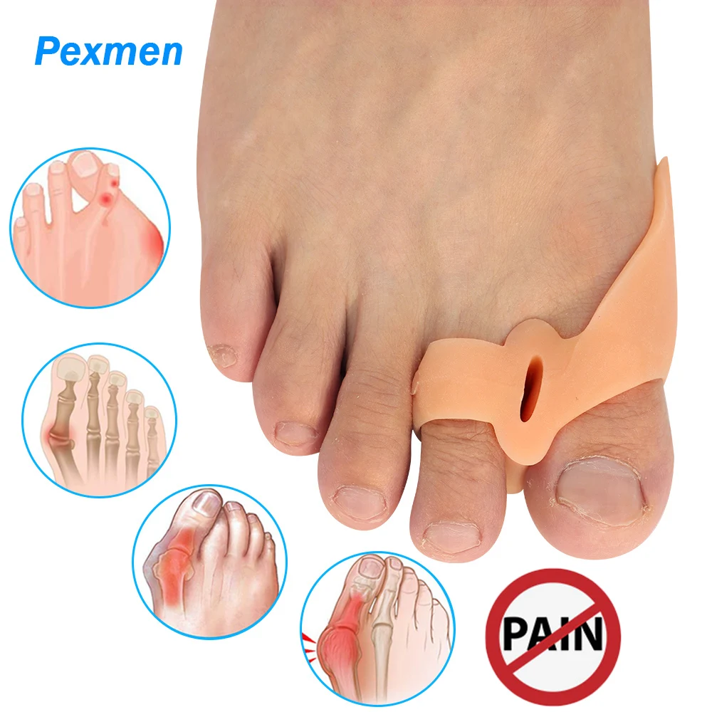 

Pexmen 2Pcs Gel Bunion Corrector Toe Separator Spacer Toe Straighter for Hallux Valgus Overlapping and Hammer Toe foot care Tool