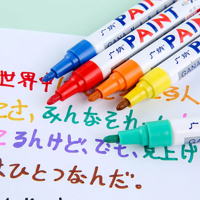Marker Pens 6 Pcs Colorful Permanent Paint Marker Waterproof White Markers Tire Tread Rubber Fabric Paint Metal 12 Colors