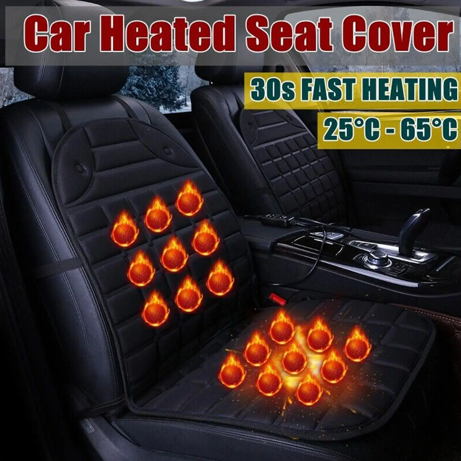 12v Car Heated Seat Cushion Cover Seat Heater Warmer Winter Household