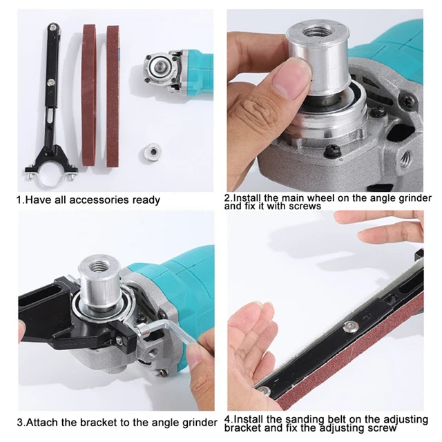 Adaptateur Ponceuse à Bande Pour Meuleuse D'angle - Tête De Ponçage 15mm - Conversion Rapide - Pour Meuleuse 100/125 Mm