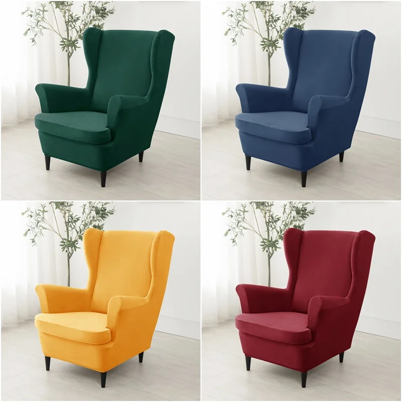 

Stretch Wing Chair Cover Velvet Wingback Chair Cover Elastic Relax Lazy Boy Armchair Cover Sofa Covers with Seat Cushion Covers