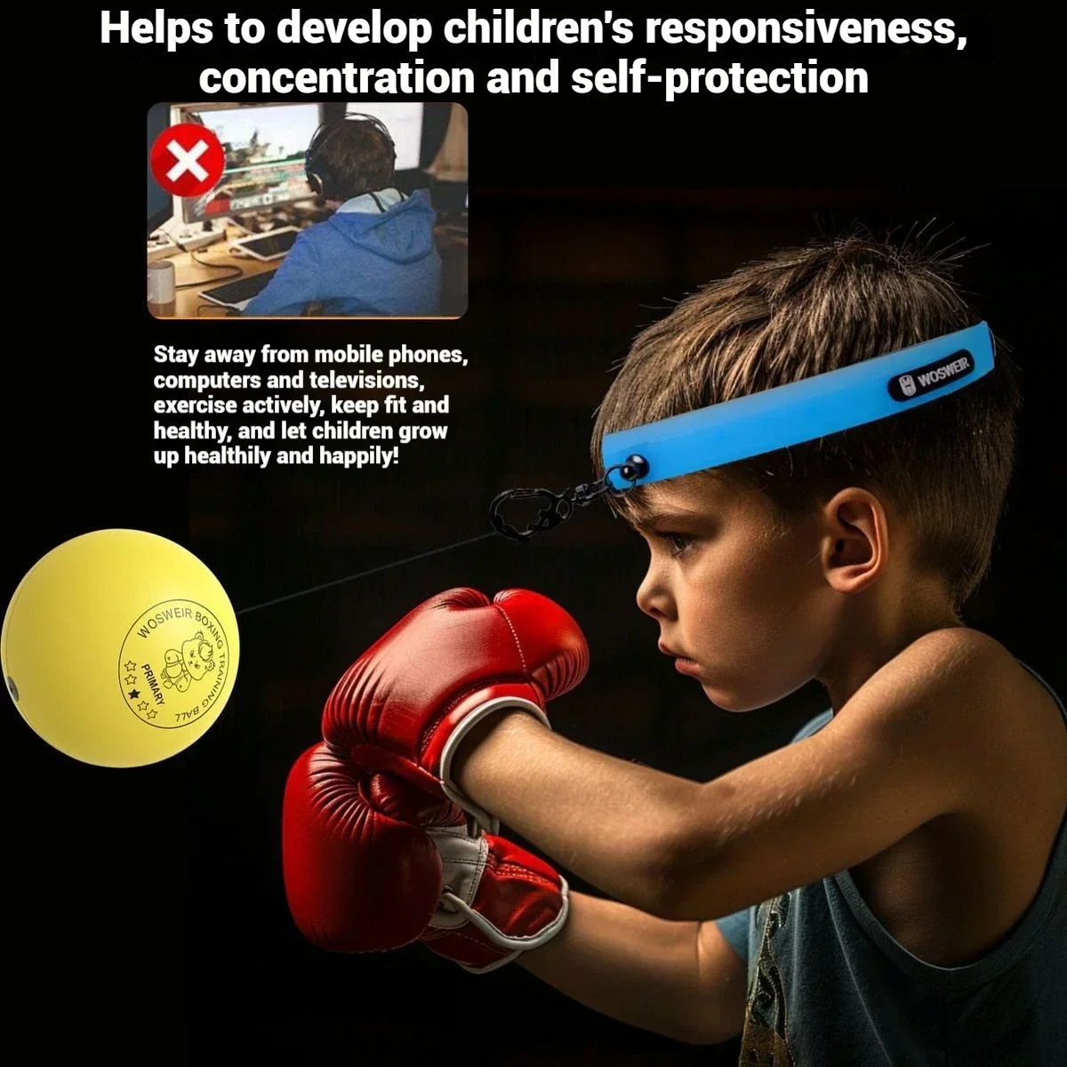 WOSWEIR-Head-Mounted Speed Reaction Ball Fitness Training Home Entertainment Decompression Vent Ball for Adults And Children