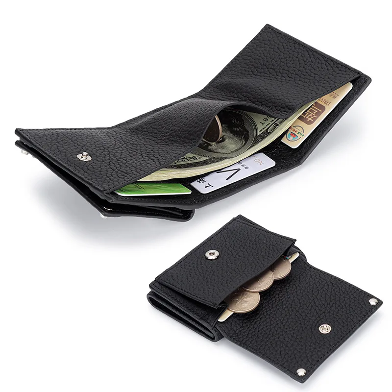 Elegant Genuine Leather Women's Motorcycle-Style Wallet with Fashionable Cactus Design and Magnetic Closure