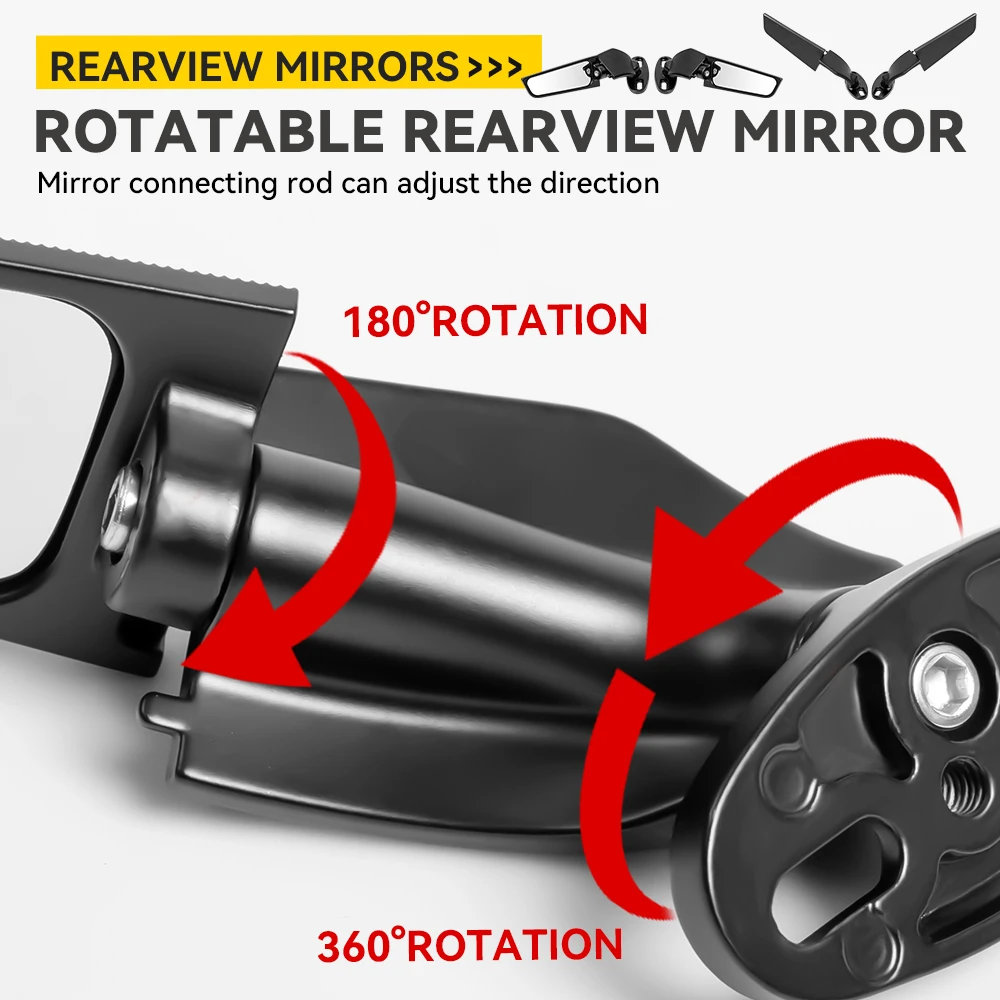 2pcs Motorcycle Rearview Mirror Adjustable Rotating Wind Wing Mirror Replacement for Ninja 250 300 H2 H4 motorcycle mirror motorcycle mirrors
