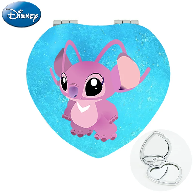 

Disney Stitch&Angel Heart Shape Pocket Mirror For Lovers 2022 Mew Star Baby Cartoon Photos Girls Purse Mirrors DIY1223