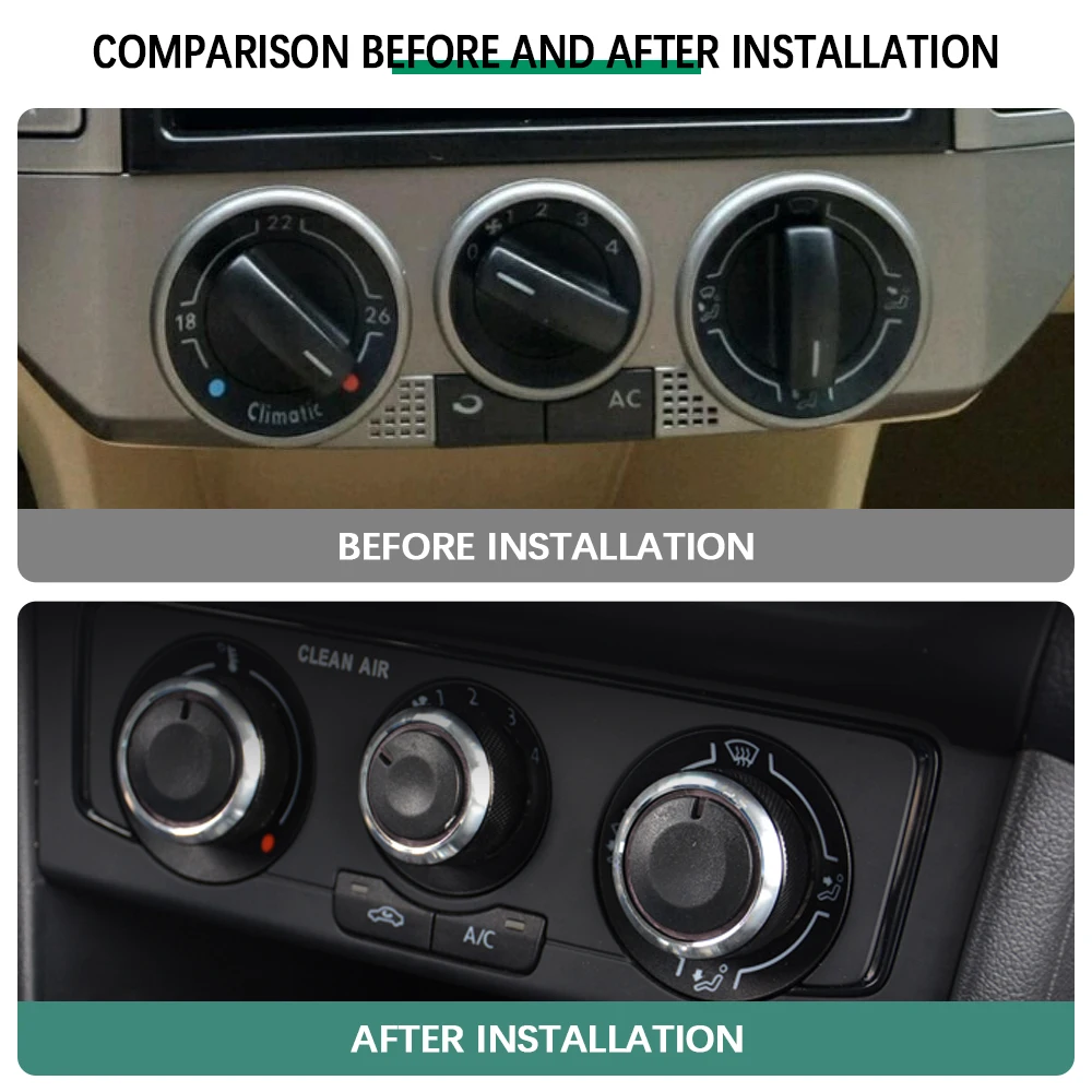 Air Conditioning Knob 3Pcs/set Aluminum Alloy AC Knob Heat Control Switch Button Knob for VW POLO 2002-2014 MK4 MK5 9N 9N3 6R