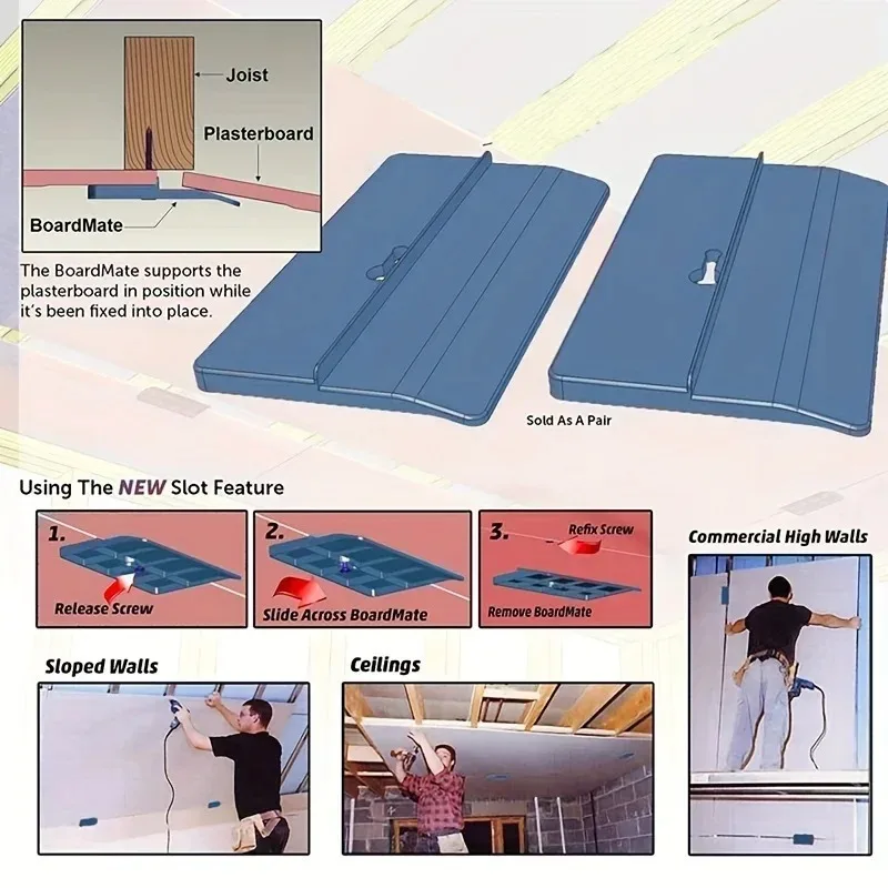 Plasterboard Fixing Tool 2/4pcs Drywall Fitting Fixing Board Supporting Installing Drywall Sloped Wall Carpenter