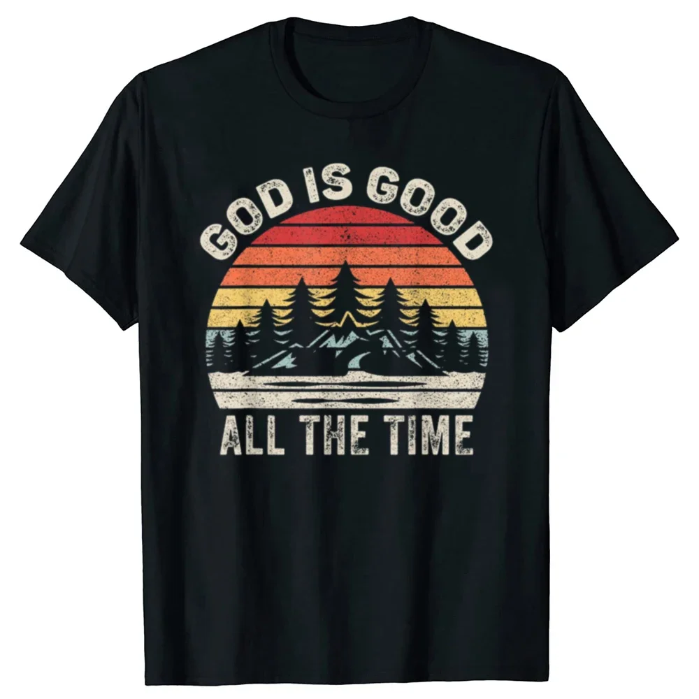 Vintage Retro Gott ist gut die ganze Zeit christlichen lustigen Glauben Gebet T-Shirts Streetwear Kurzarm Geburtstags geschenke T-Shirt Männer