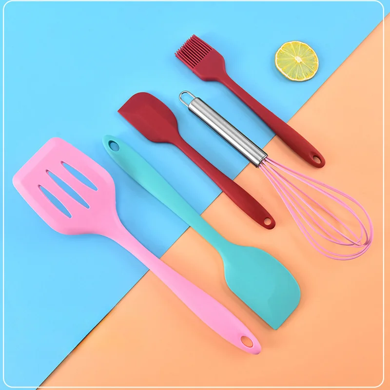 5Pcs Kitchen Silicone Utensils Kit-Assorted Colors-Tough and Modern Design For Kitchen Tools Accessory Utensils Supplies Home