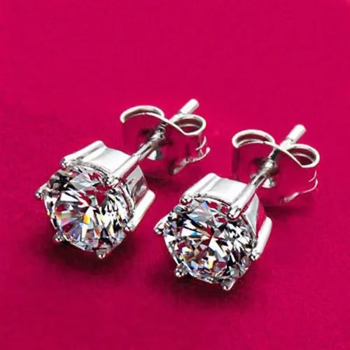 

S925 sterling silver earrings, high-end Moissanite sparkling diamonds, fashionable and classic six claw earrings, anti allergic