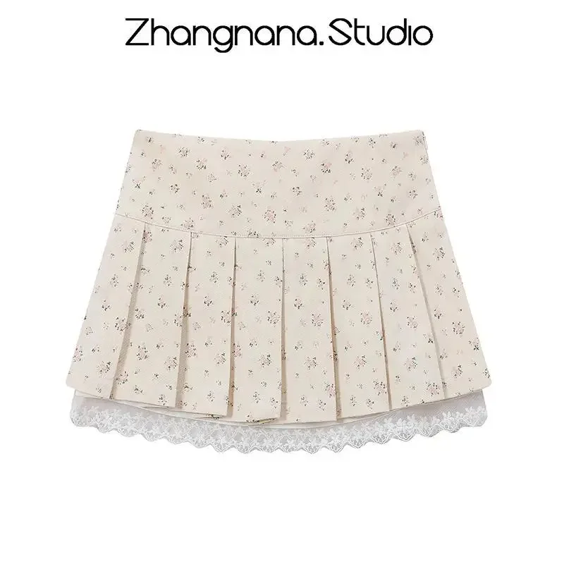 Japanese Sweet Y2k Mini Skirt Women Preppy All Match Slim Waist Tie Up Bow Lace Ruffles Pleated Skirt Faldas Mujer Moda 2024 - Image 3