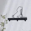 1pc Iron Crafts, Dog Lead/Leash Key Coat Door Towel Hanger Holder Rack Key Hook - DOG WITH LEAD, Wall hanging，Wall-mounted，Hooks 1