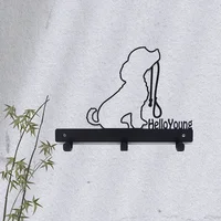1pc Iron Crafts, Dog Lead/Leash Key Coat Door Towel Hanger Holder Rack Key Hook - DOG WITH LEAD, Wall hanging，Wall-mounted，Hooks 1