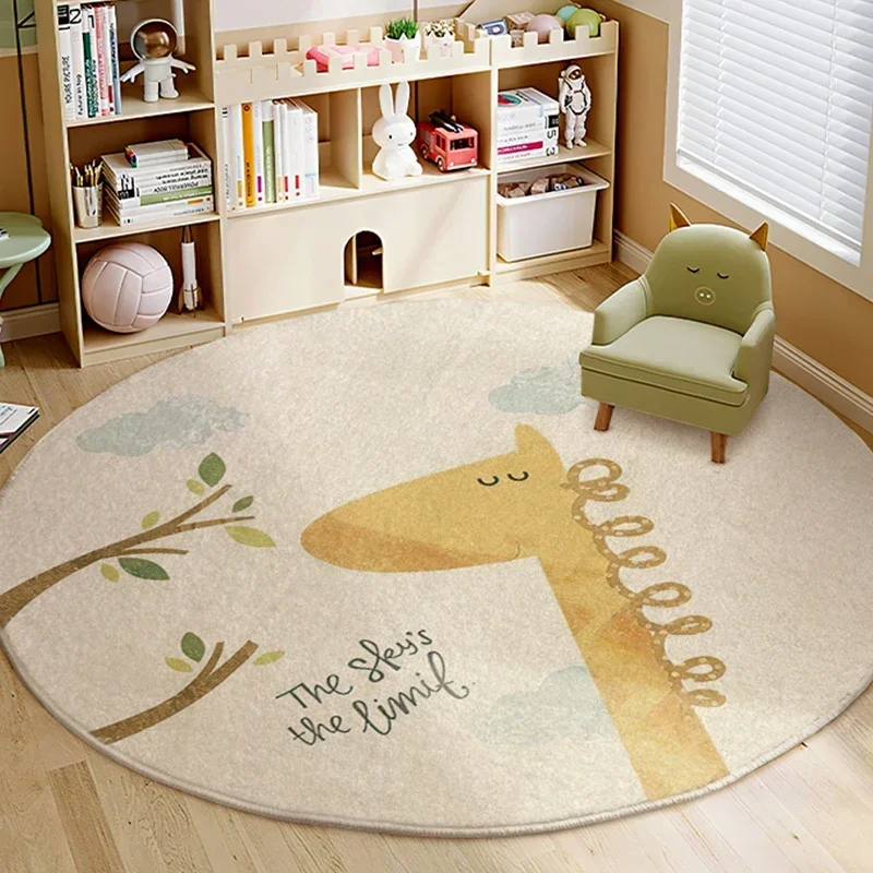 Cartoon Style Bedroom Decor lion pattern Carpet Cute Round Carpets for Living Room Thick Plush bedside Rug Fluffy Soft Floor Mat 3