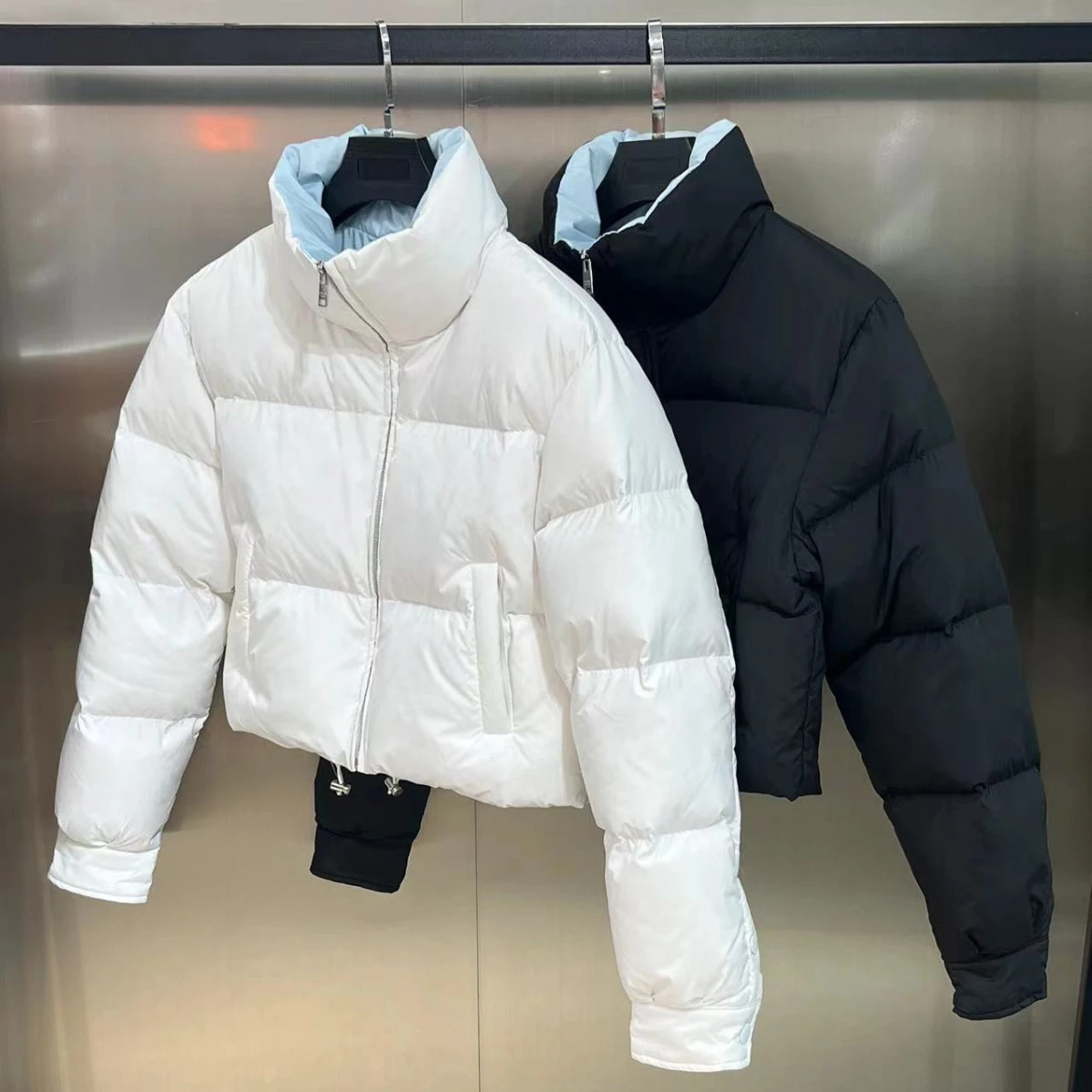 

Autumn and Winter New luxury girl down jacket Triangle Stand-up Collar Bread Clothing Jacket Temperament Versatile down Jacket