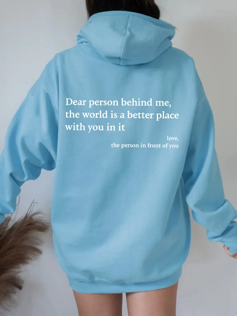 Sudaderas con capucha Y2k para mujer joven, sudadera con letras estampadas, Deer Person Behind Me, Sudadera con capucha informal de gran tamaño, Sudadera con capucha estética, Tops de otoño