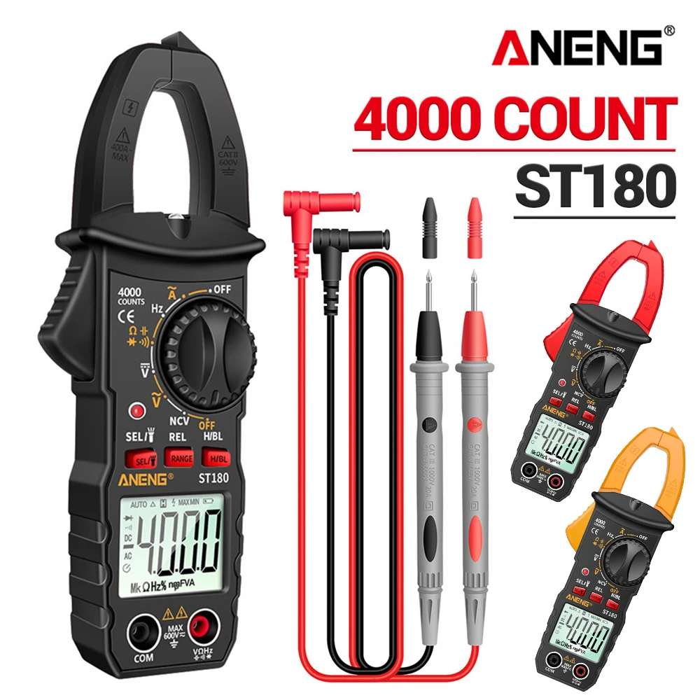 

ANENG ST180 4000 Counts Multimeter Ammeter Digital Clamp Meter AC Current Voltage Tester Car Amp Hz Capacitance NCV Ohm Tool