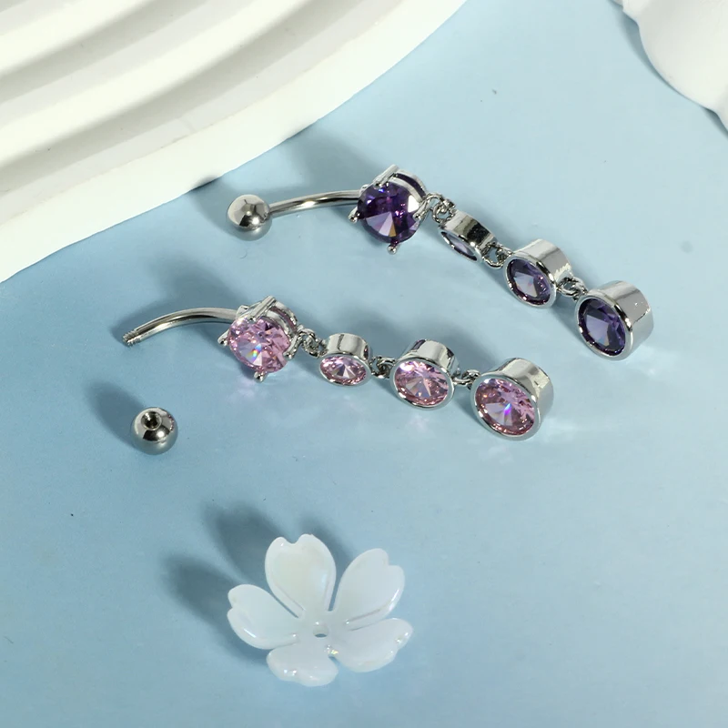 Hot sales 50pcs mix color belly navel rings for women 14g stainless steel dangle belly button rings