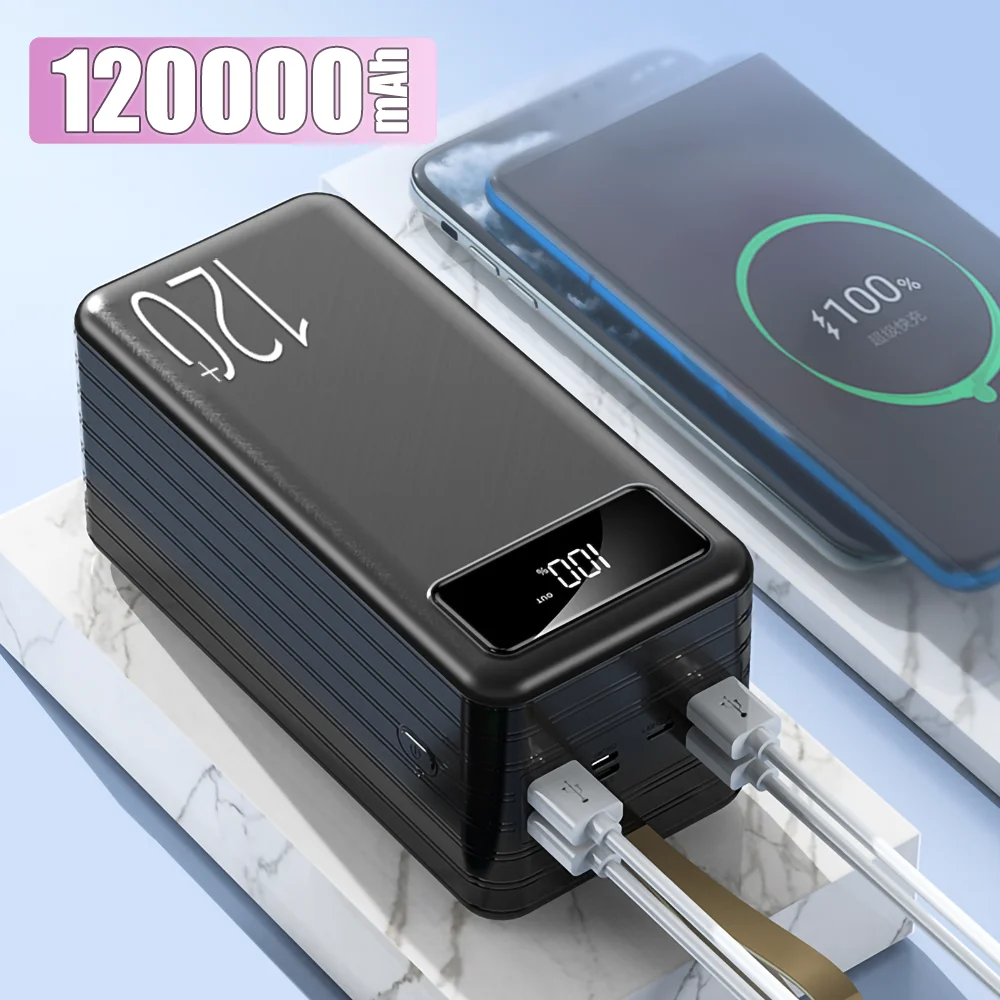 Power Bank 120000mah Portable Pd Fast Charge Portable Charger Powerbank External Battery For