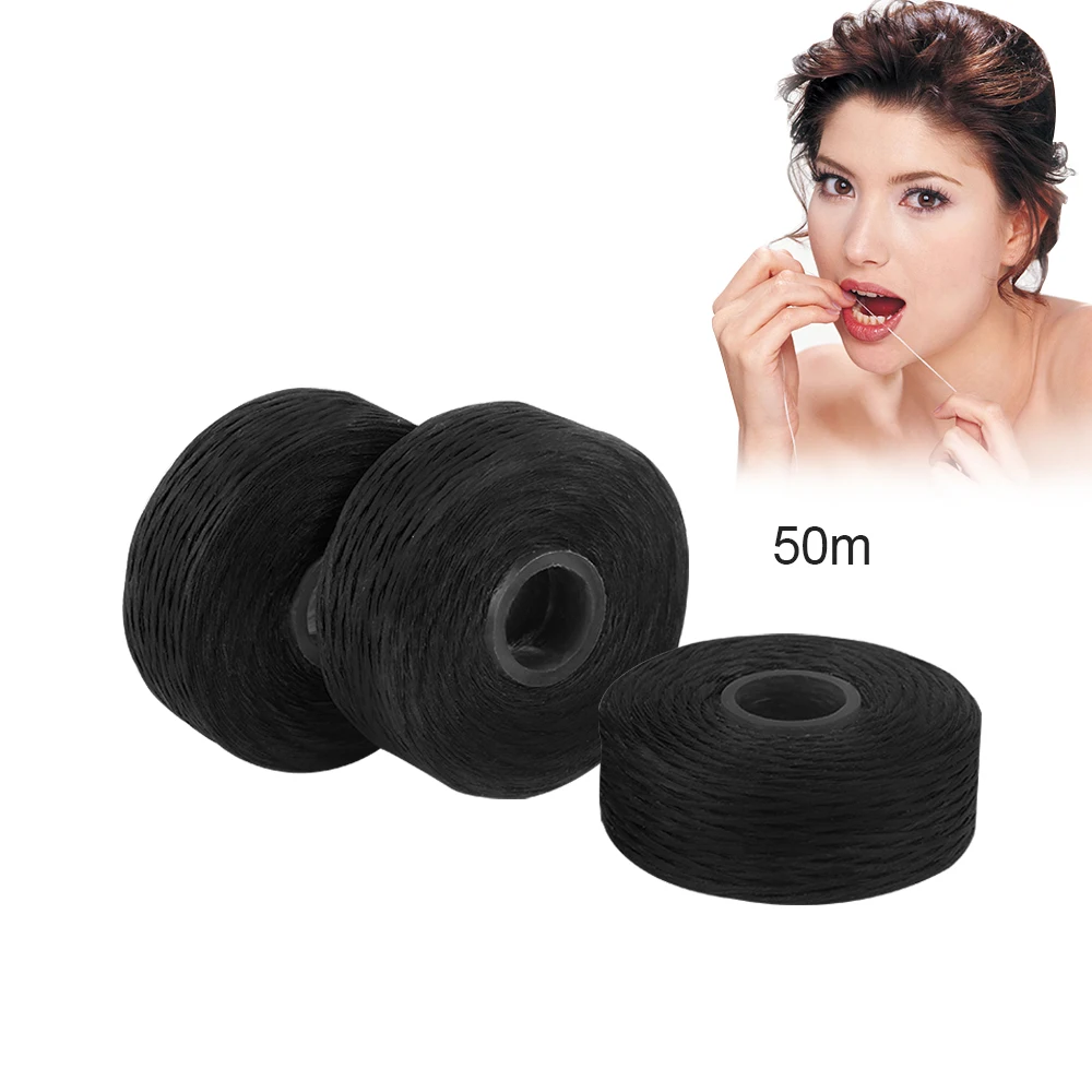 8 Rolls/Pack 50M Bamboo Charcoal Dental Flosser Built-In Spool String Toothpick Replacement Core Mint Flavor